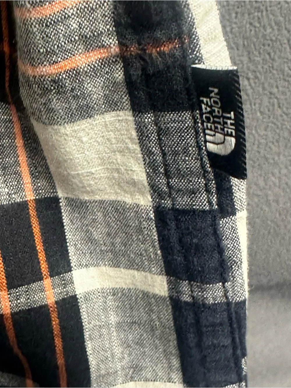 The North Face Men's Navy, White & Brown Plaid Short-Sleeve Button-Down Shirt